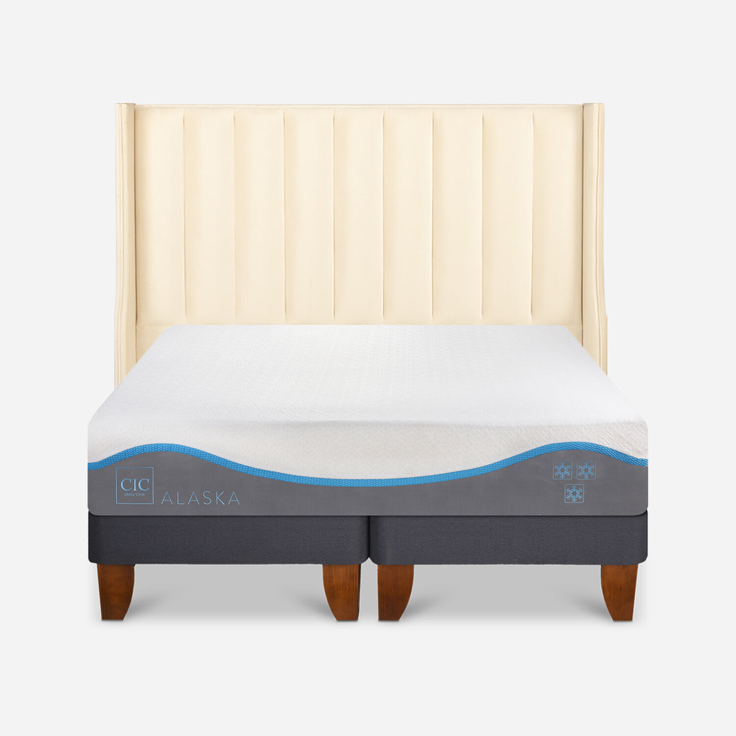 Cama Europea King Alaska + Respaldo Panaro