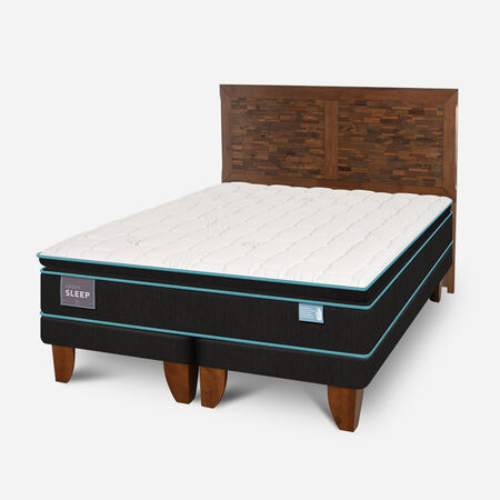 Cama Europea 2 Plazas Green Sleep Base Dividida + Respaldo Antique