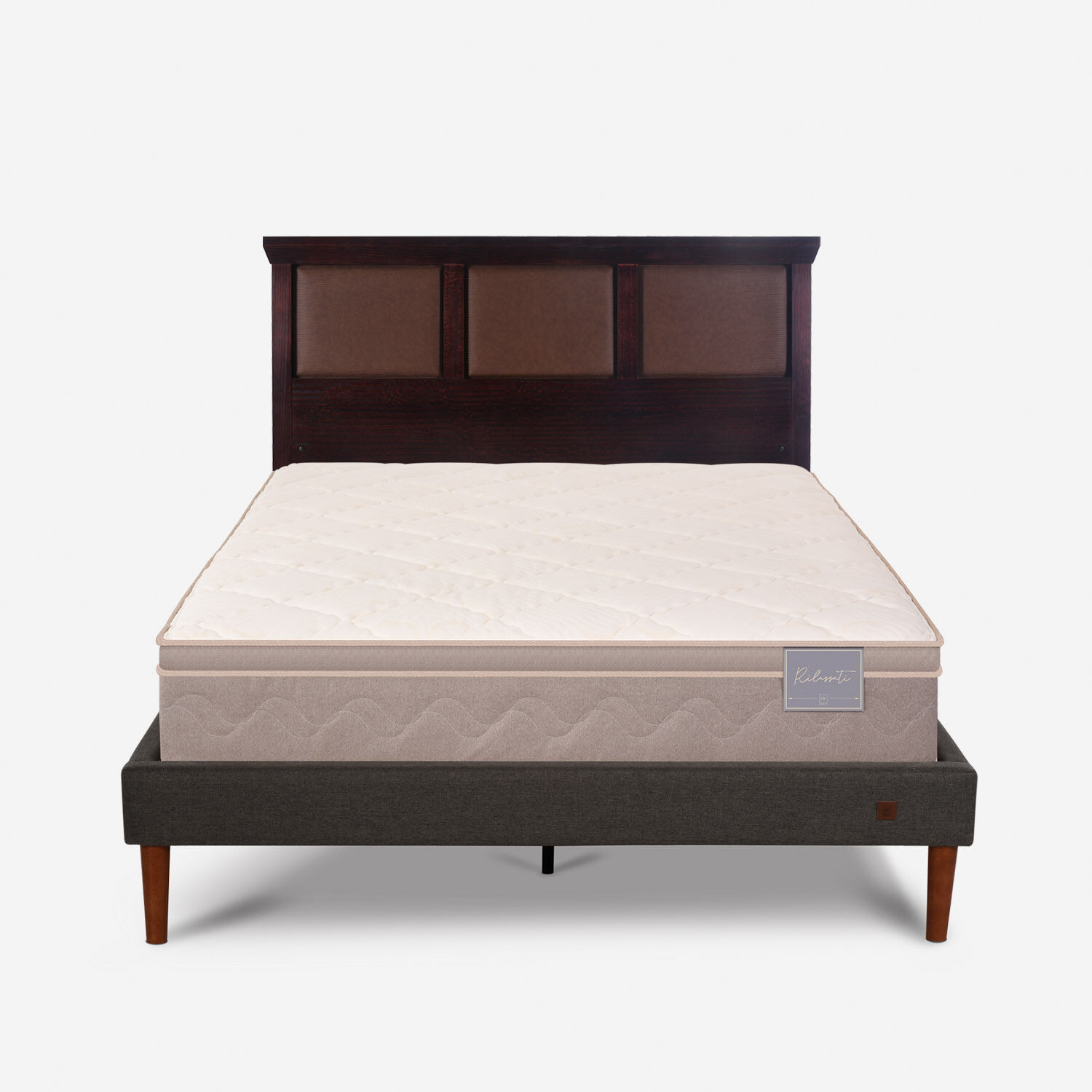 Cama Europea Curve 2 Plazas Rilassati + Respaldo Torino Chocolate