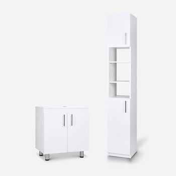 Set de Ba&ntilde;o Vanitorio + Estante Organizador Blanco