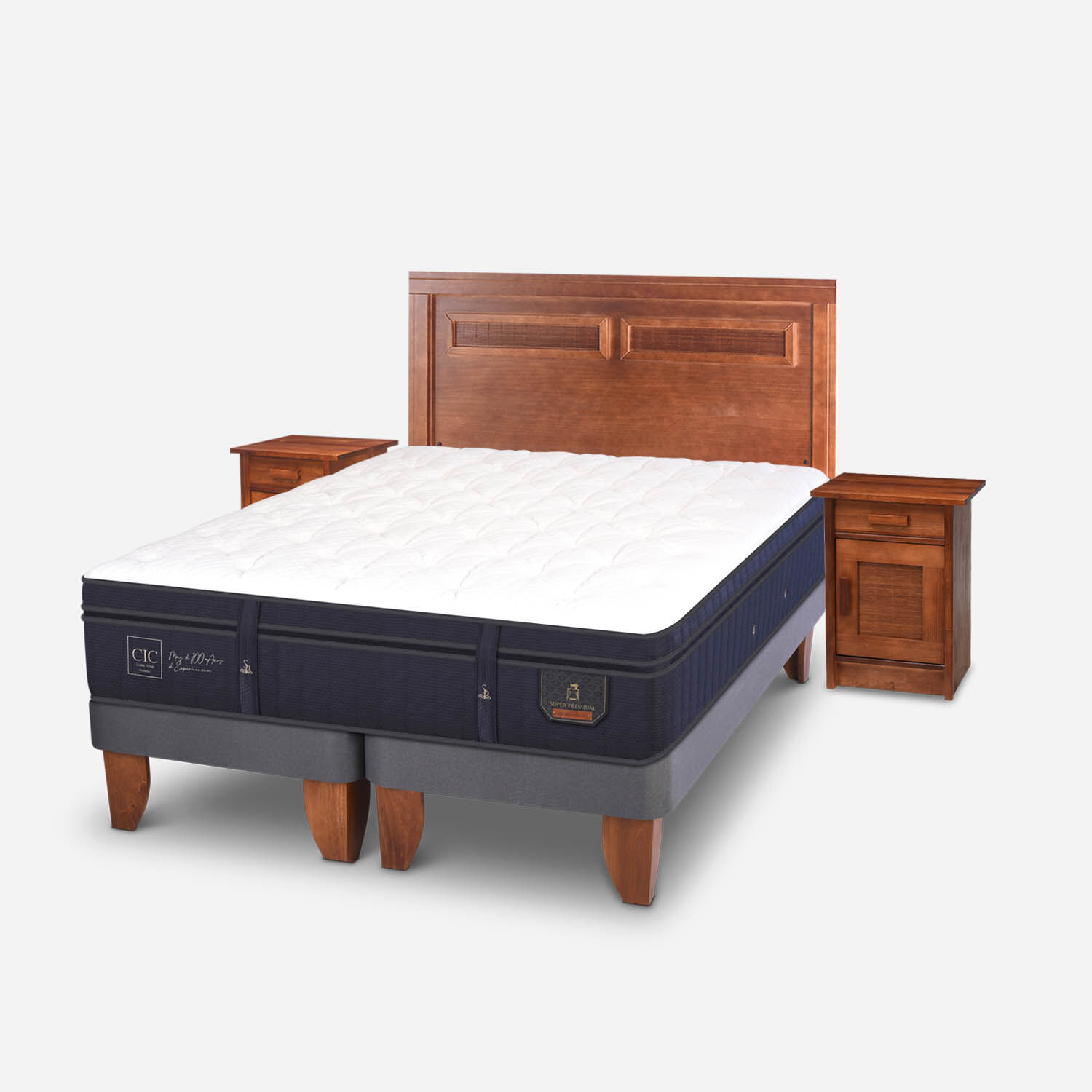 Cama Europea King Super Premium + Set Mil&aacute;n Caramel
