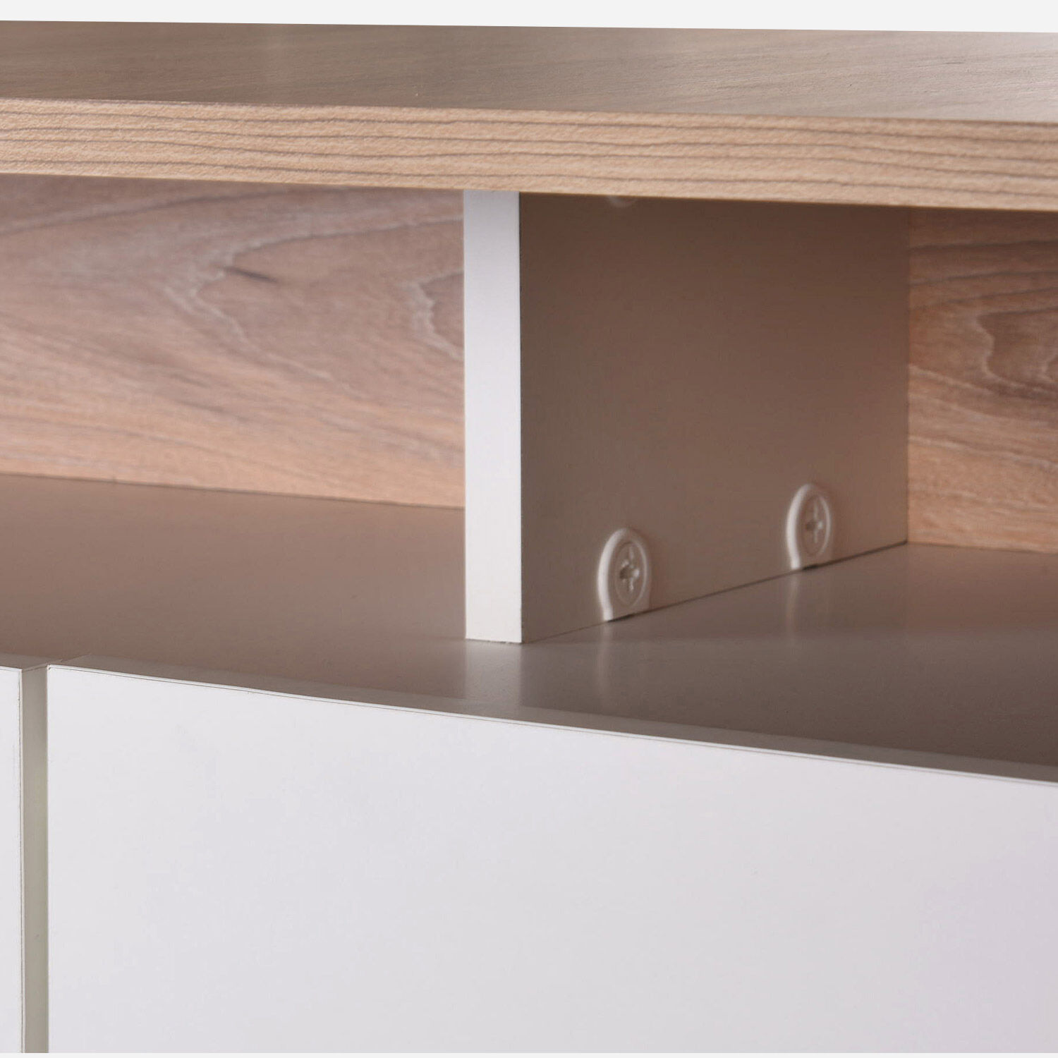 Rack Tv 70" 2 Puertas 2 Cajones Olmo Blanco Colb&uacute;n