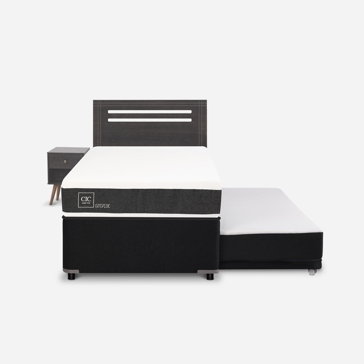 Cama Nido Div&aacute;n Ortopedic + Set M&uacute;nich Gris