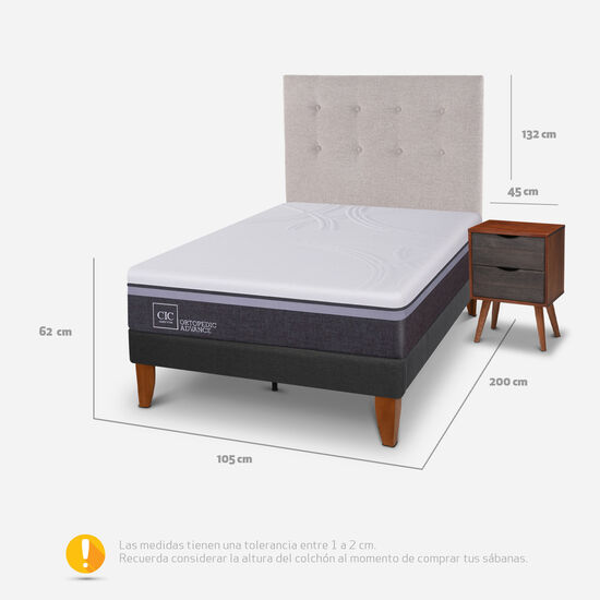 Cama Europea Curve 1.5 Plazas Ortopedic Advance + Set Tigris