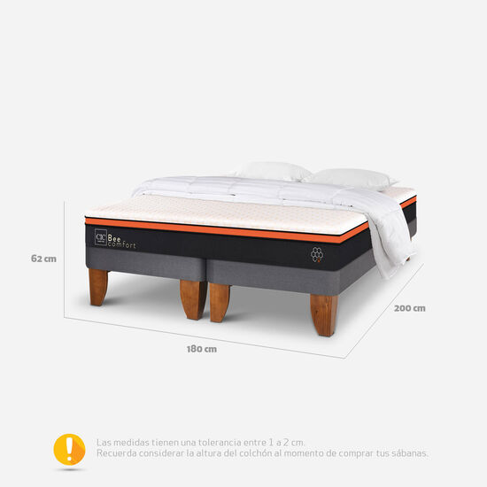 Cama Europea King Bee Comfort + Almohadas + Plumón