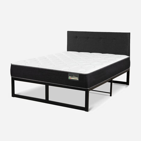 Cama Iron Smart Belsogno 2 Plazas Plus Black con Respaldo Black