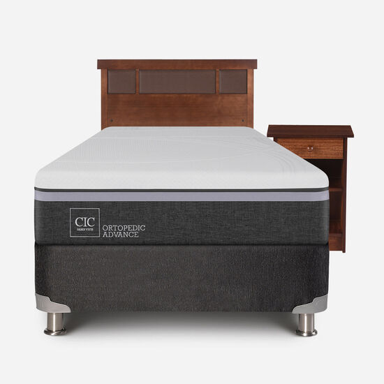 Box Spring 1.5 Plazas Ortopedic Advance 5 Zonas + Set Dublín Caramel