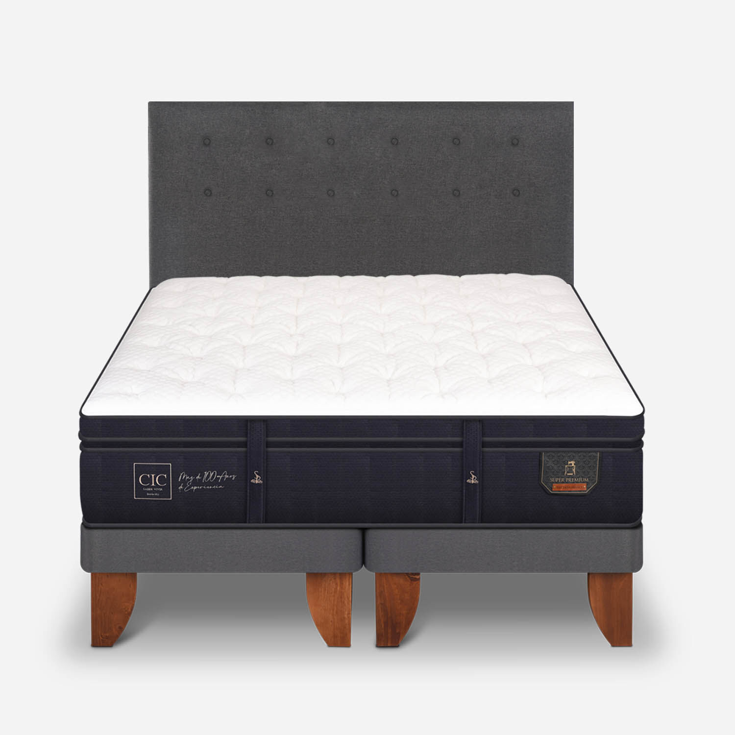 Cama Europea 2 Plazas Super Premium Base Dividida + Respaldo Éufrates