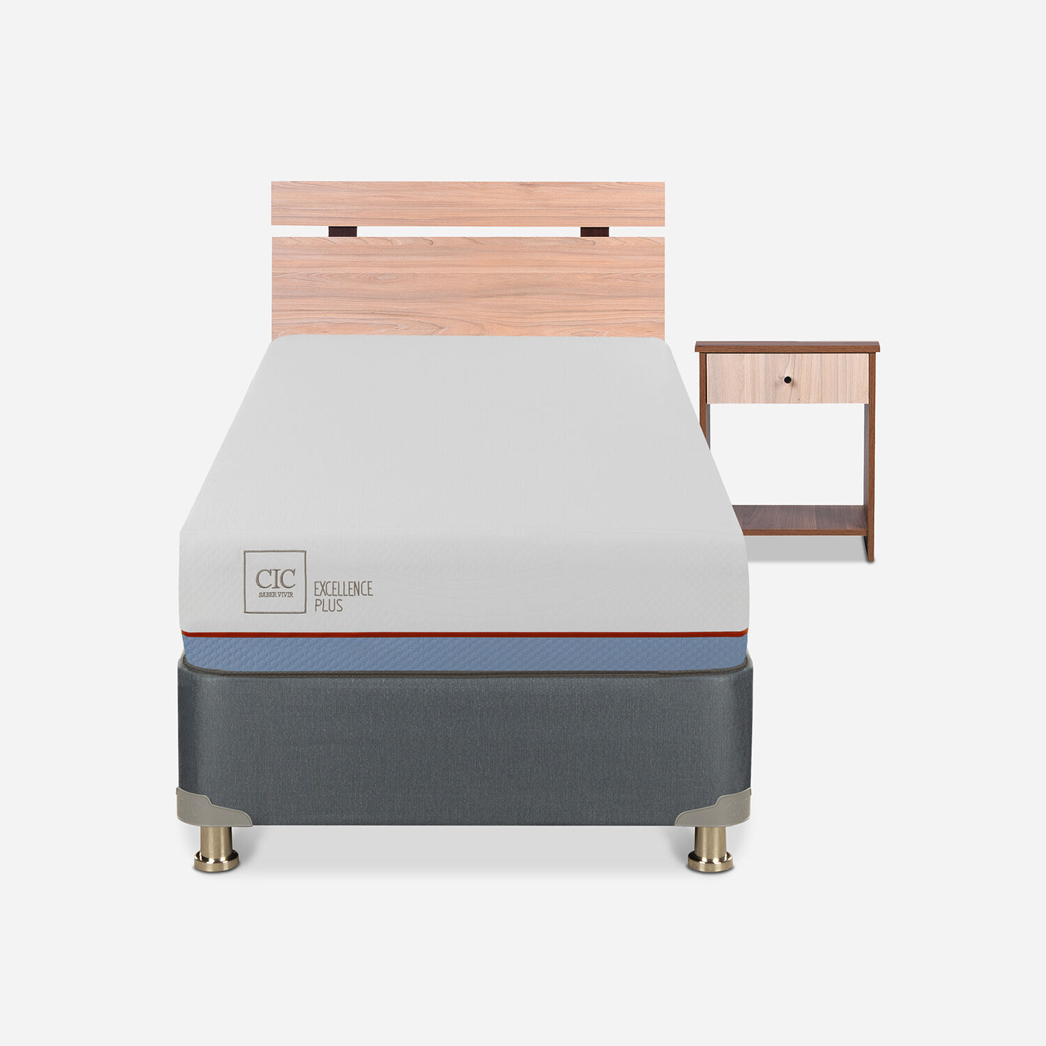 Cama Americana 1 Plaza Excellence Plus + Set Olmo