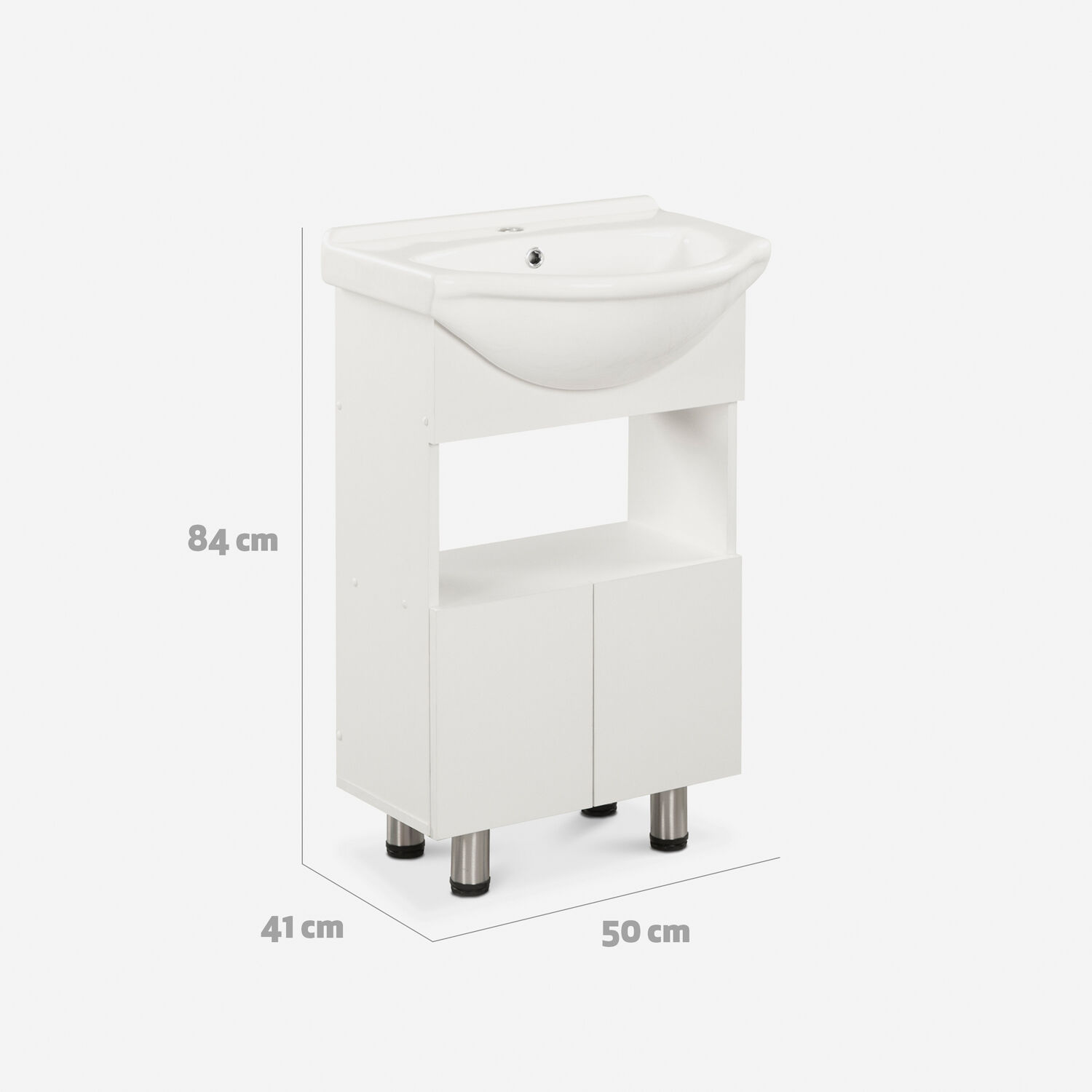 Vanitorio 2 Puertas Bajas Con Soportes Cannes Blanco 50 Cm.
