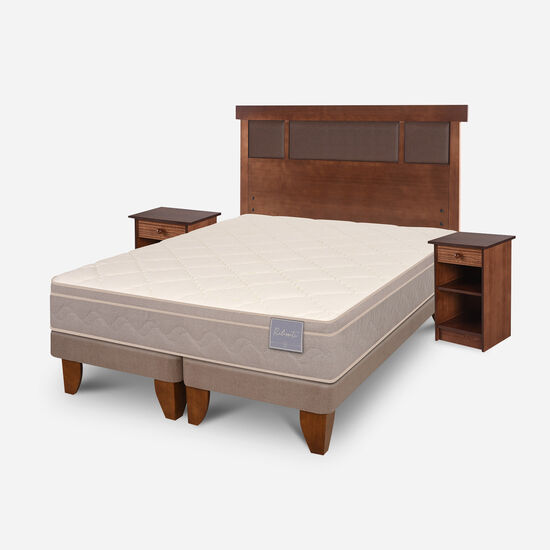 Cama Europea 2 Plazas Rilassati Base Dividida + Set New Dublín Caramel