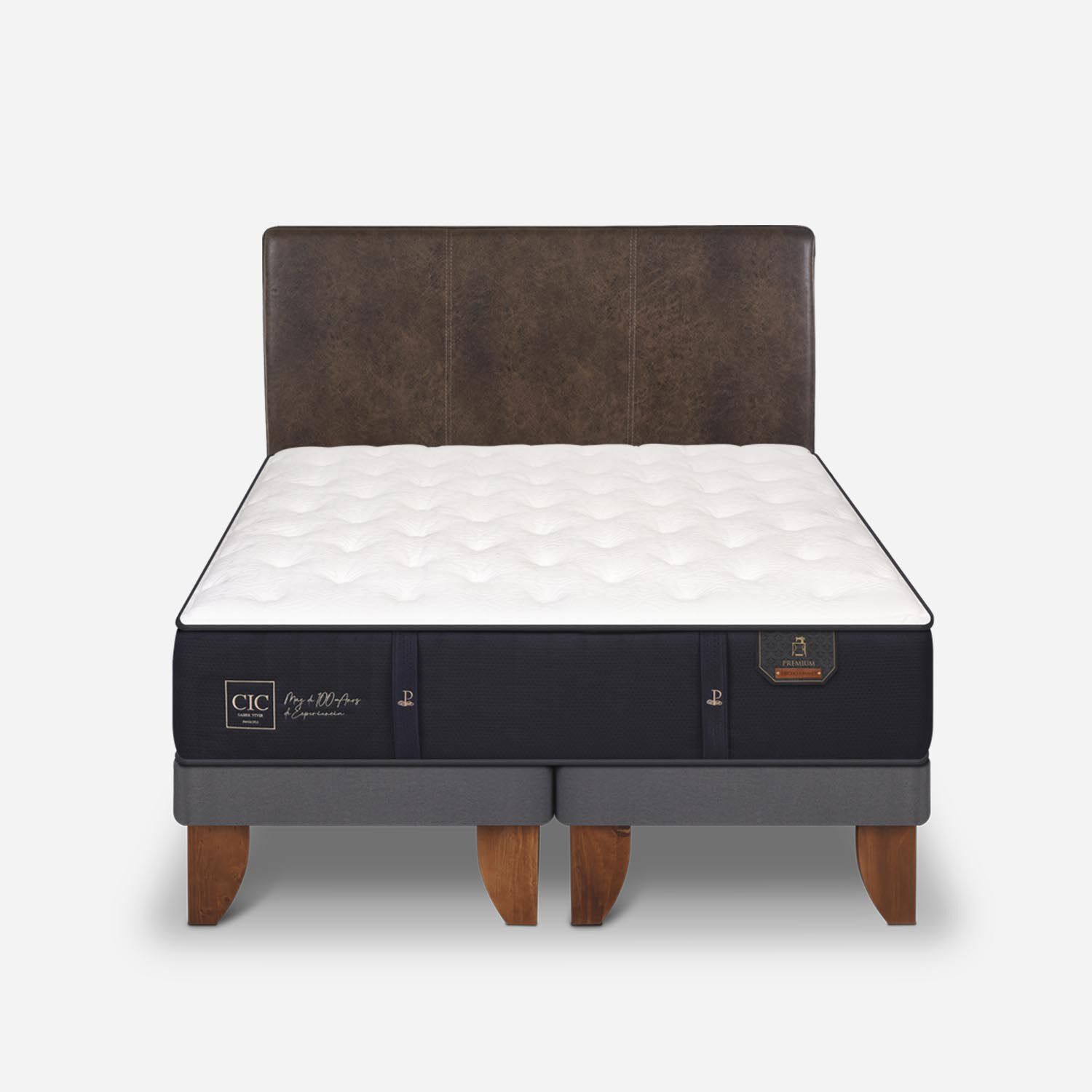 Cama Europea 2 Plazas Premium Base Dividida + Respaldo Baker