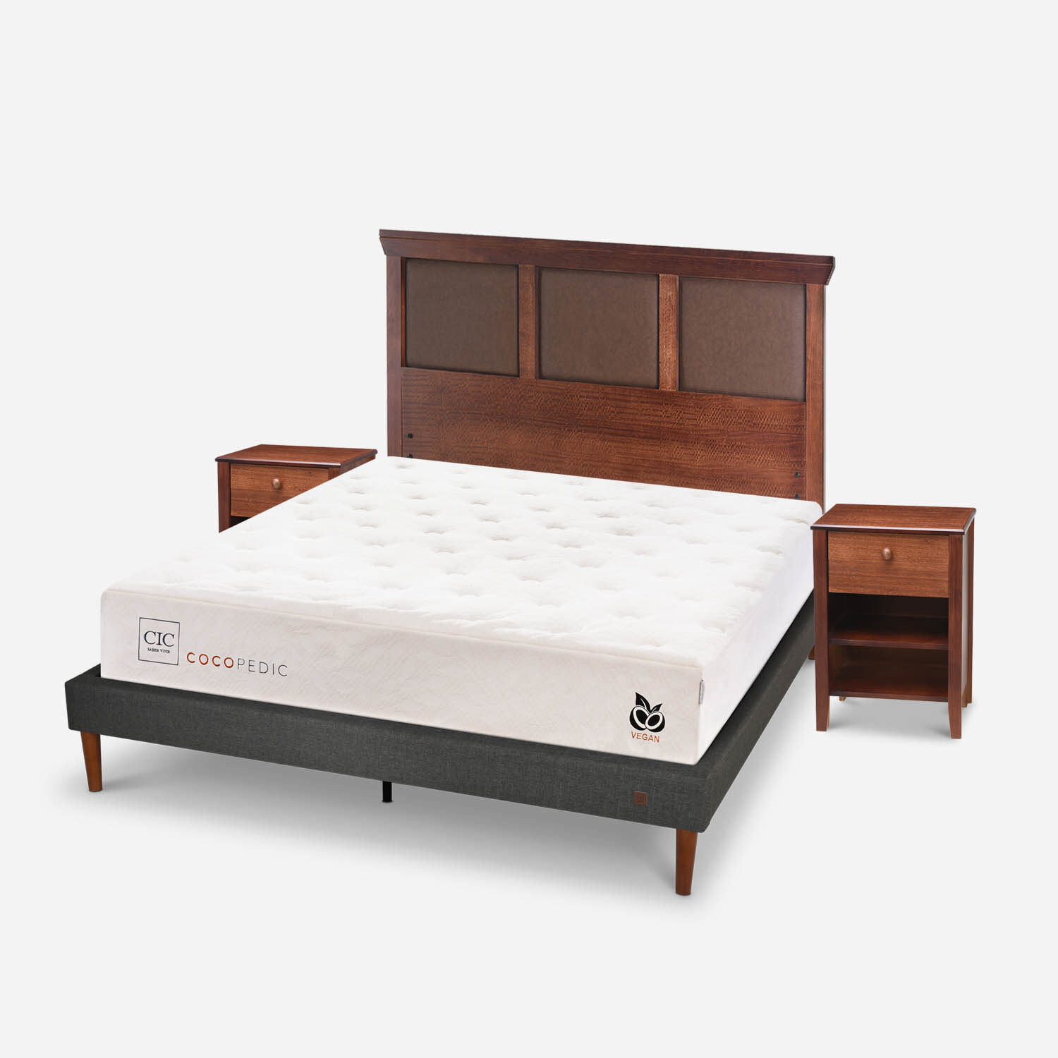 Cama Europea Curve 2 Plazas Cocopedic + Set Torino Caramel