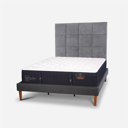 Cama Europea Curve King Premium + Respaldo T&aacute;mesis