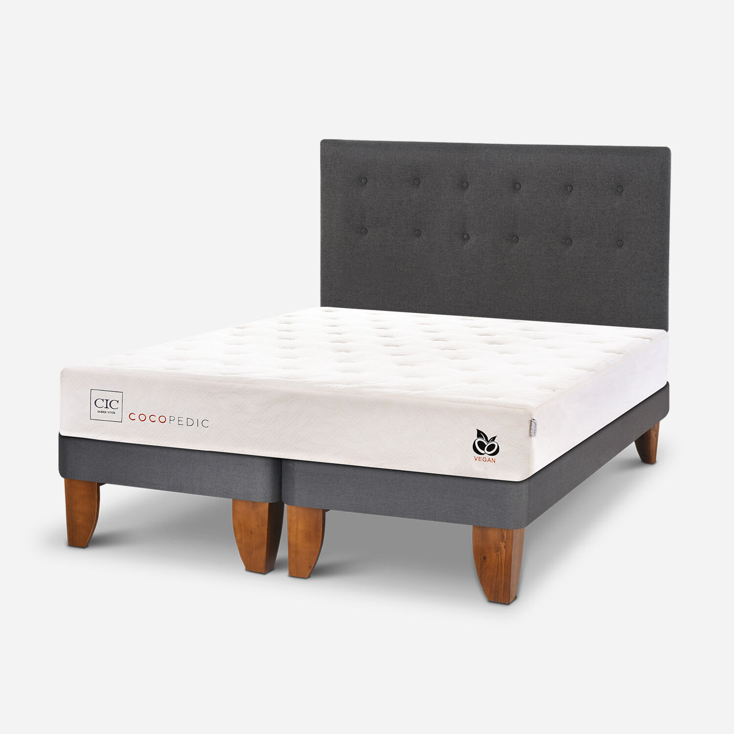 Cama Europea 2 Plazas Cocopedic Base Dividida + Respaldo &Eacute;ufrates