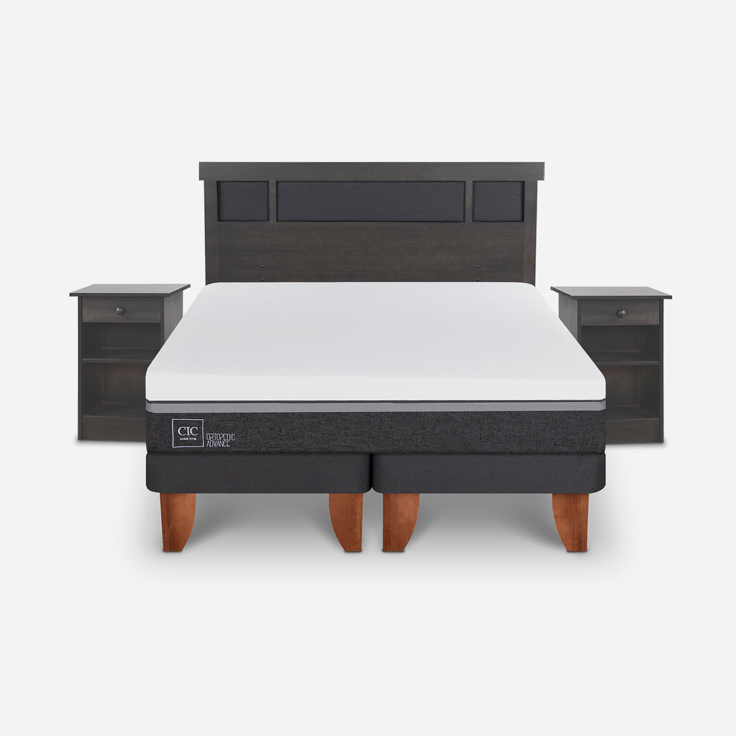 Cama Europea King Ortopedic Advance + Set Dubl&iacute;n Gris