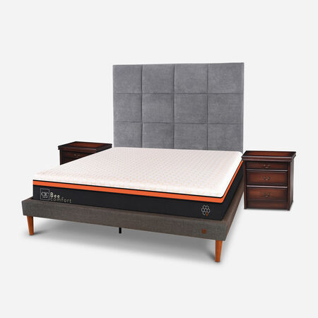Cama Europea Curve 2 Plazas Bee Comfort + Set T&aacute;mesis