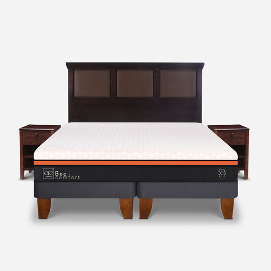 Cama Europea King Bee Comfort + Set New Torino Choc