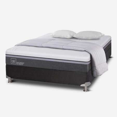 Box Spring 2 Plazas Ortopedic Advance Base Normal 5 Zonas + Almohadas + Plum&oacute;n