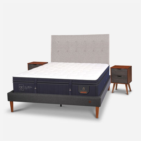 Cama Europea Curve 2 Plazas Super Premium + Set Tigris