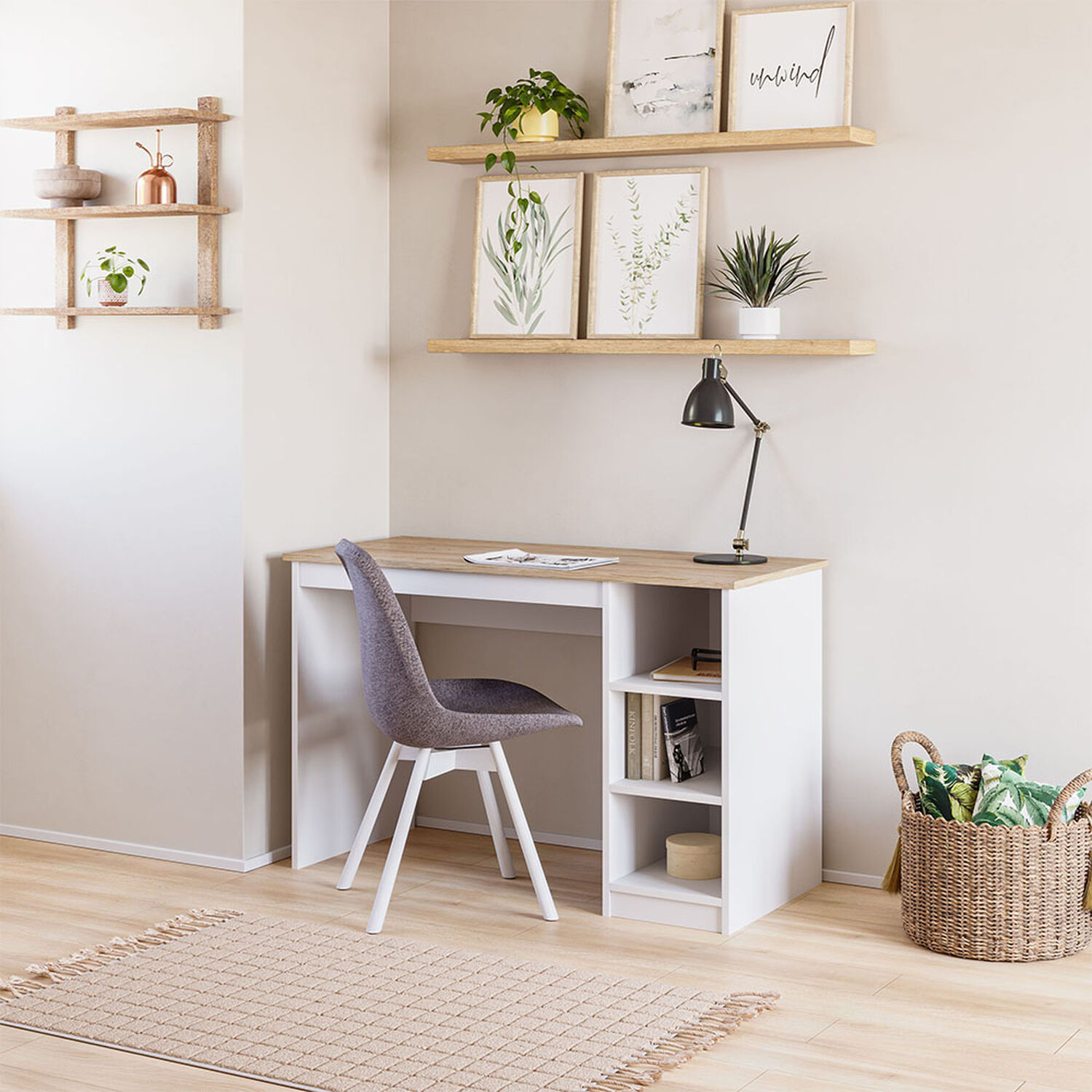 Escritorio 2 Repisas OlmoAlpino Blanco