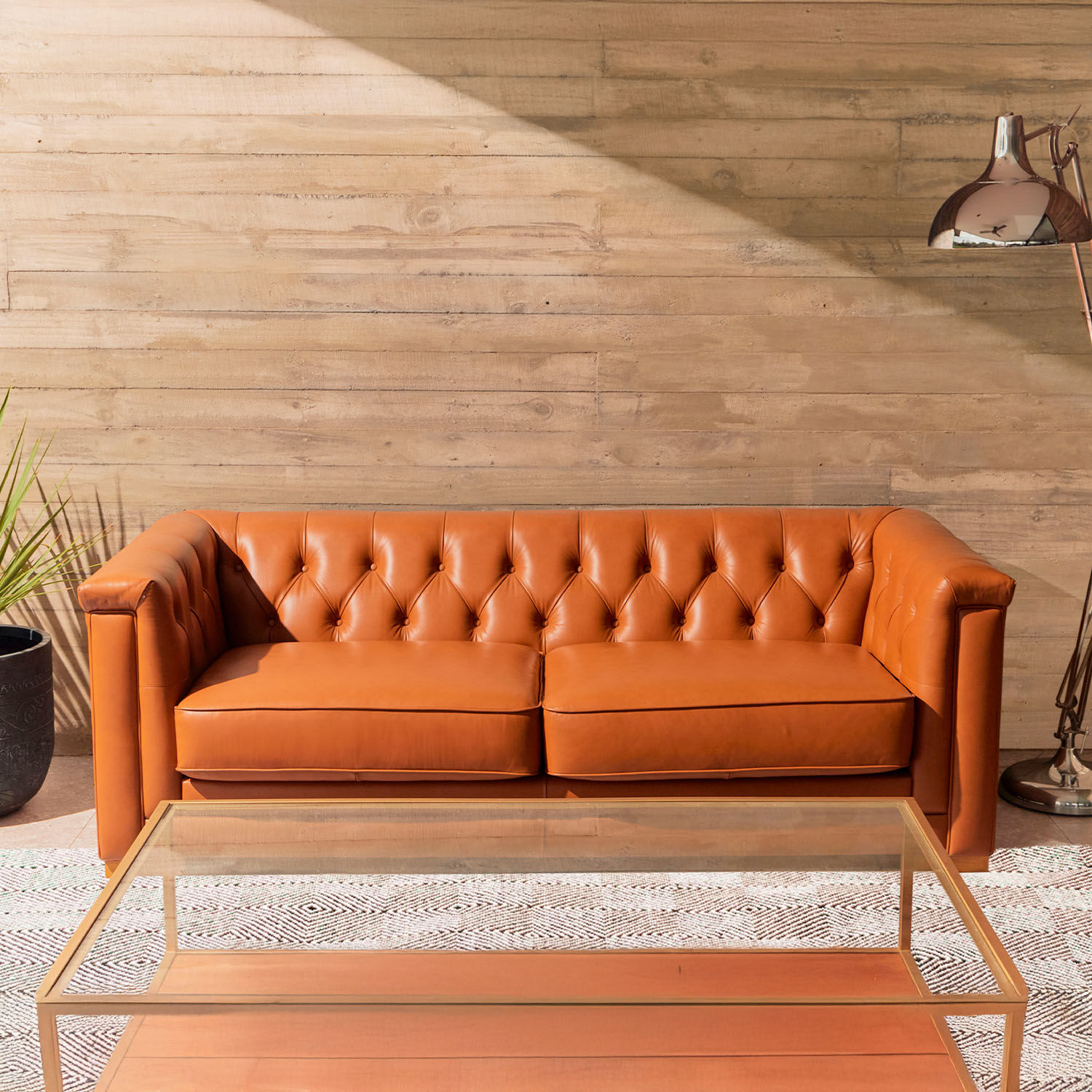 Sofá 3 Cuerpos Cuero Chesterfield Siena