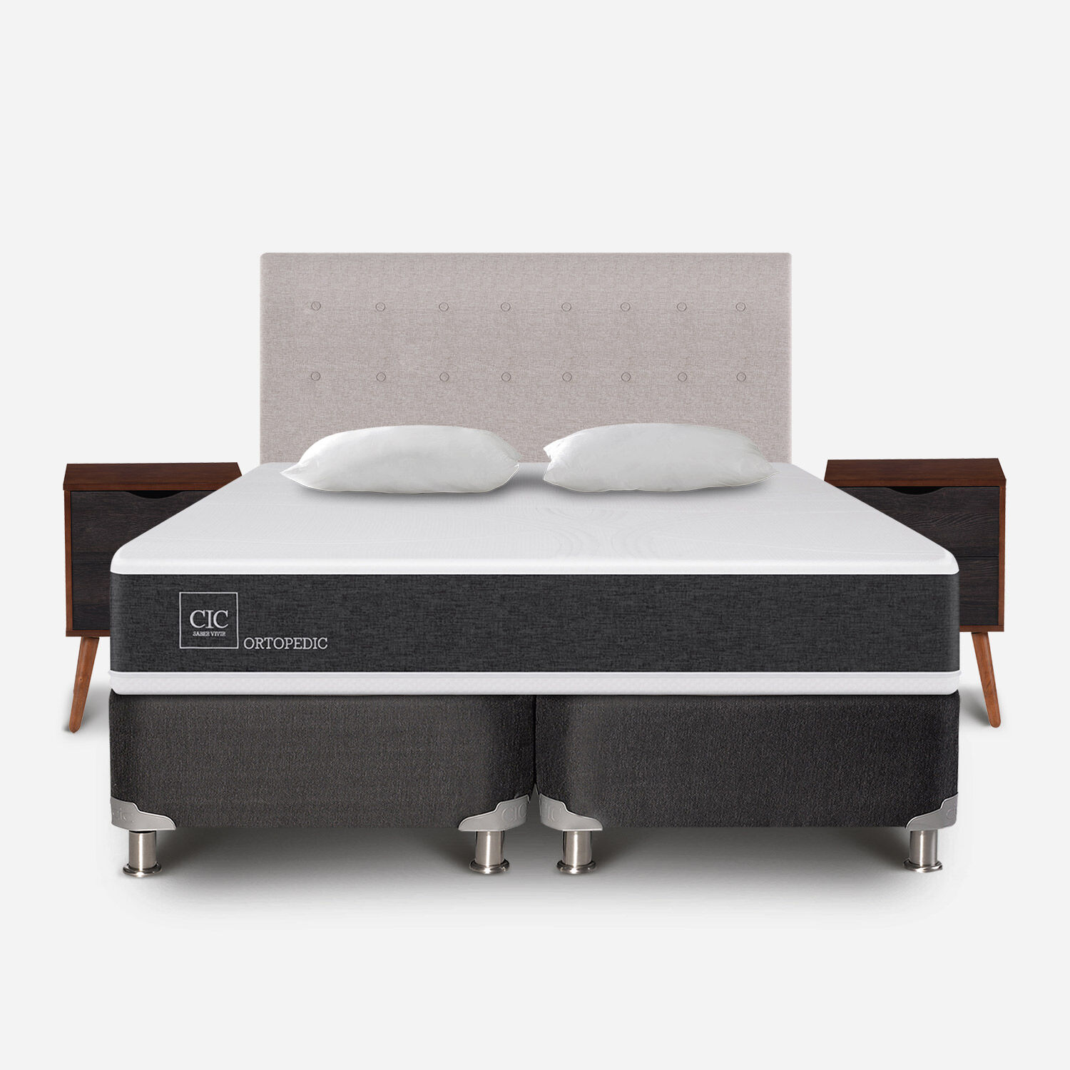 Box Spring King Ortopedic 5 Zonas + Almohadas + Set Tigris