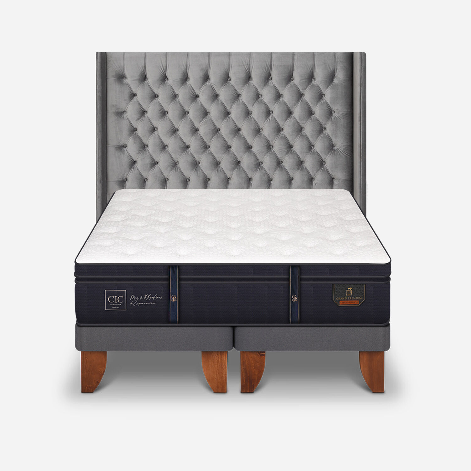 Cama Europea King Grand Premium + Respaldo Sesia