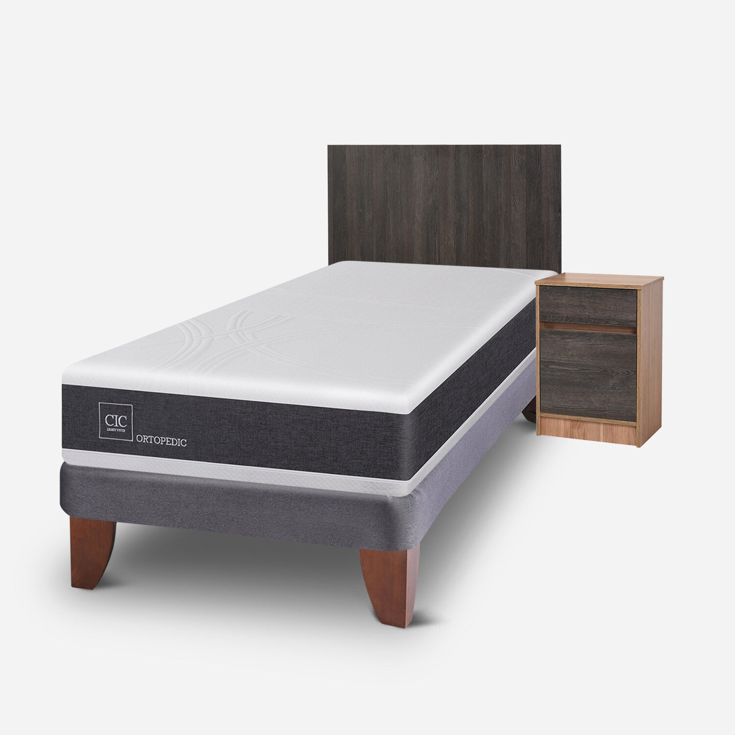 Cama Europea 1,5 Plazas Ortopedic + Set Espresso