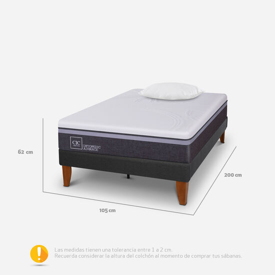 Cama Europea Curve 1.5 Plazas Ortopedic Advance + Almohada