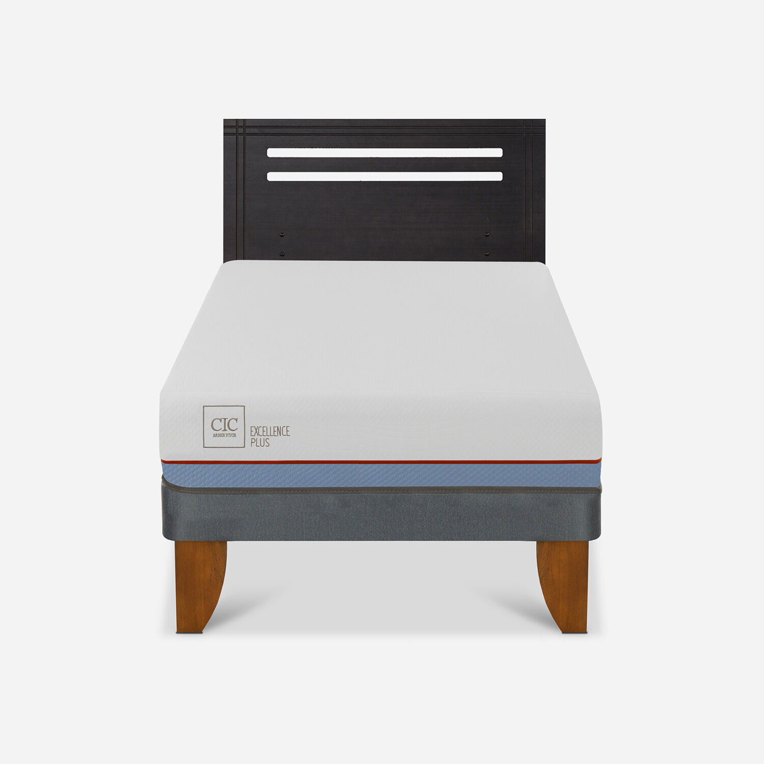 Cama Europea 1,5 Plazas Excellence Plus + Respaldo M&uacute;nich Negro