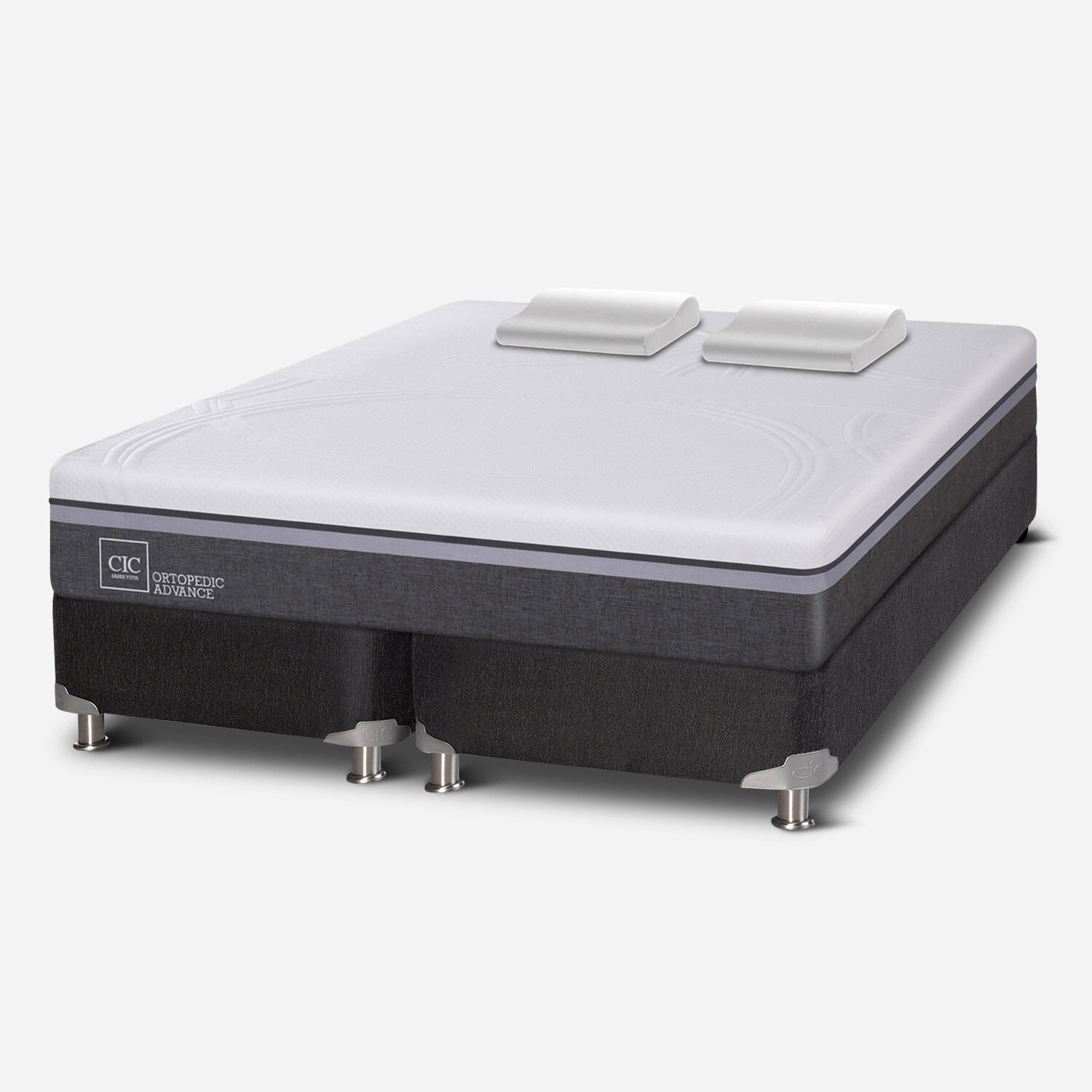 Box Spring King Ortopedic Advance 5 Zonas + Almohadas Viscoel&aacute;sticas