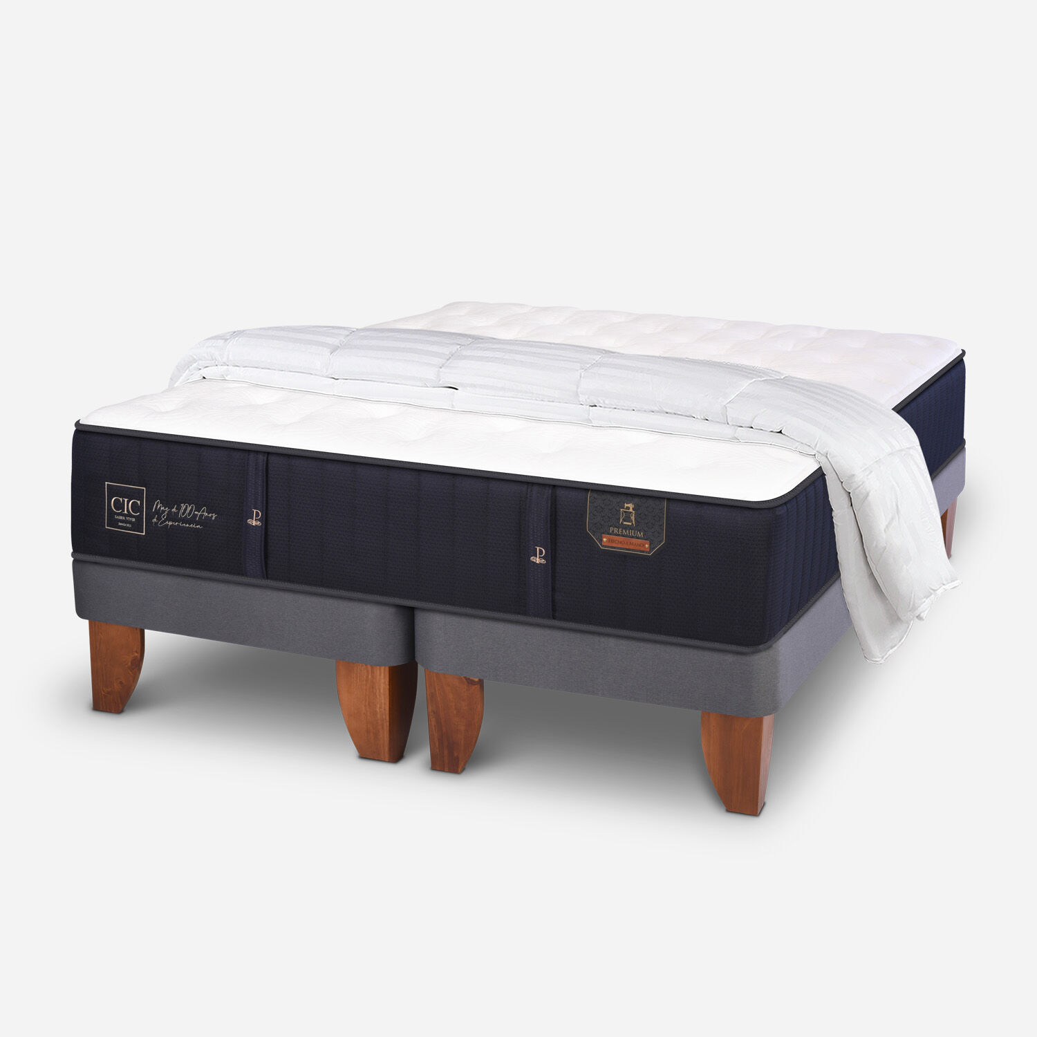 Cama Europea 2 Plazas Premium Base Dividida + Plumón