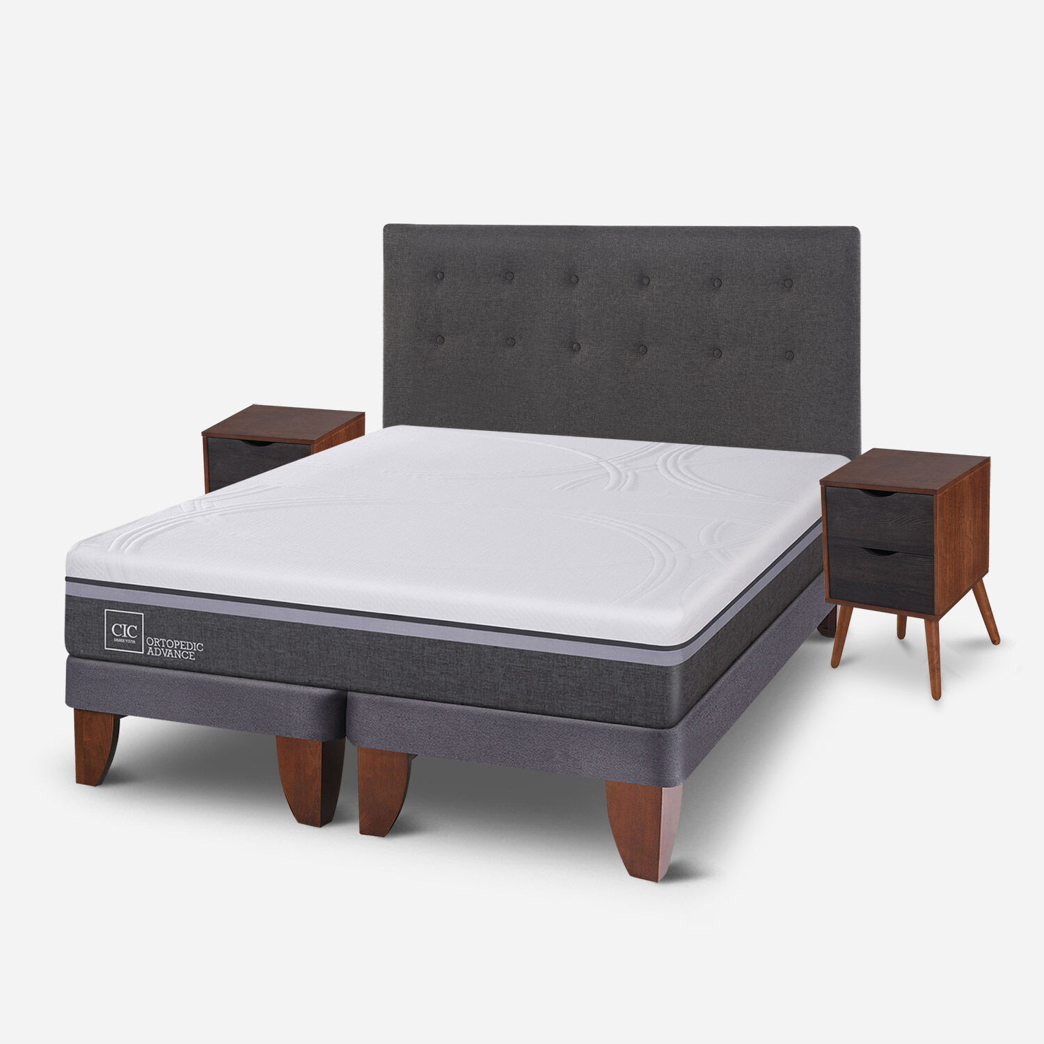 Cama Europea 2 Plazas Ortopedic Advance Base Dividida + Set &Eacute;ufrates