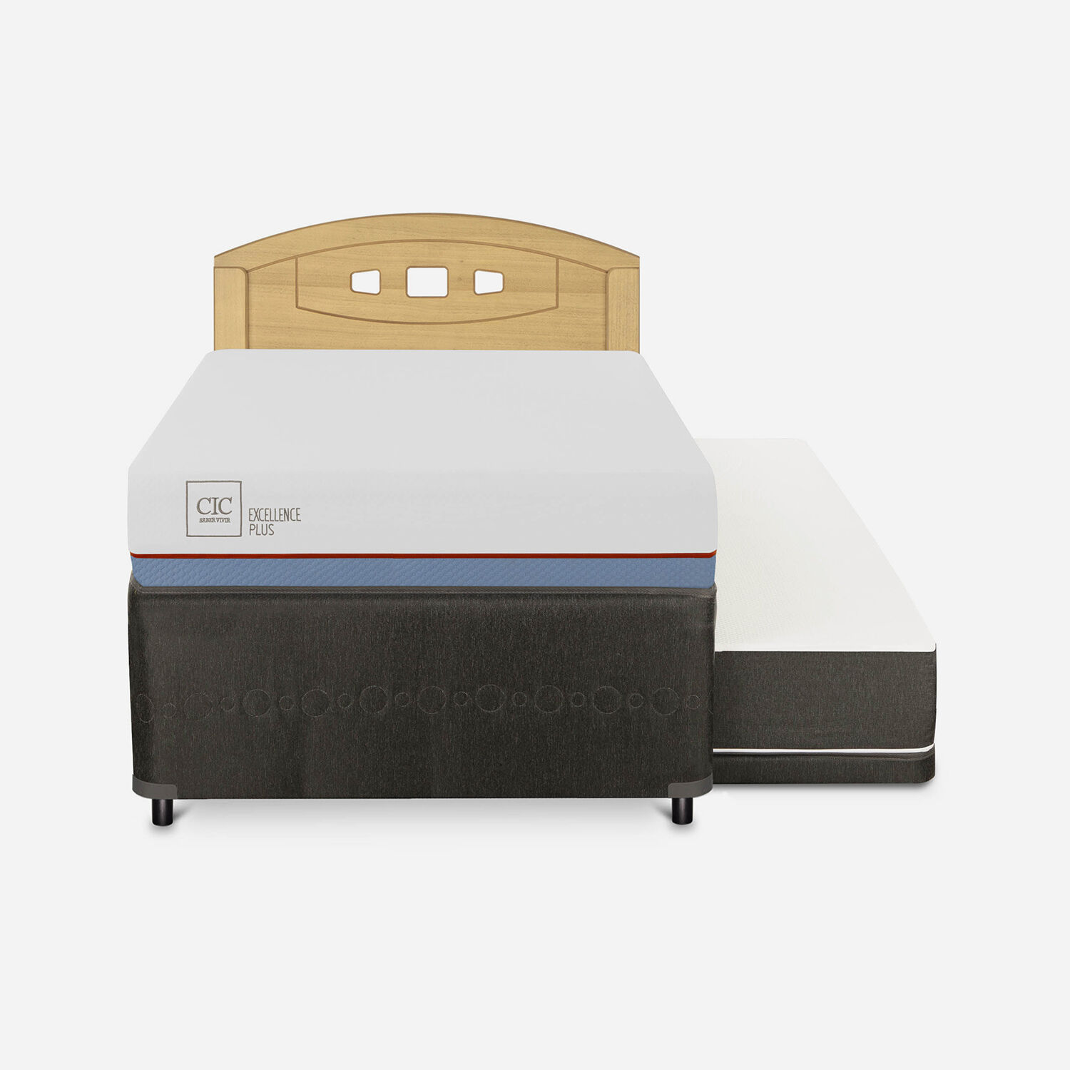 Cama Nido Diván Excellence Plus + Respaldo Gales Mostaza