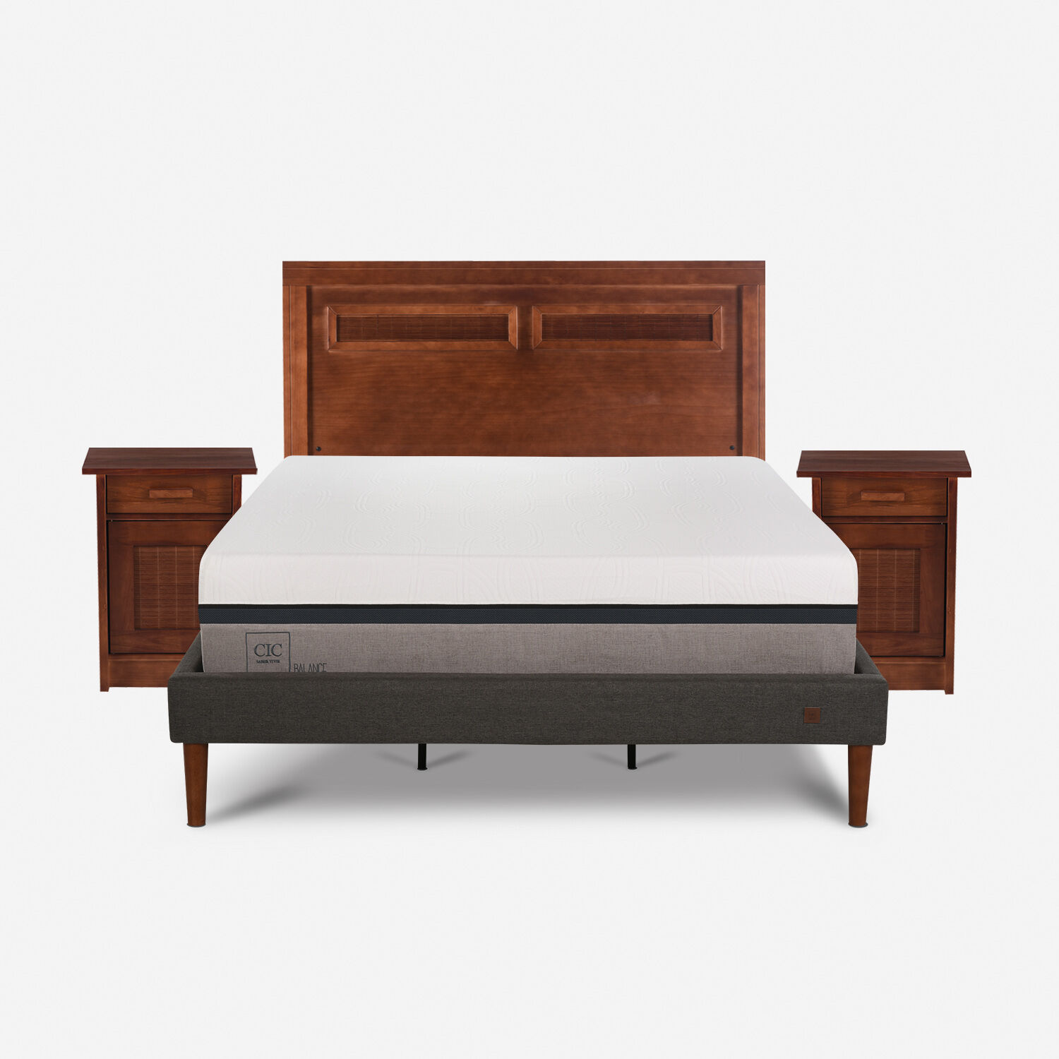 Cama Europea Curve King Balance + Set Mil&aacute;n Caramel