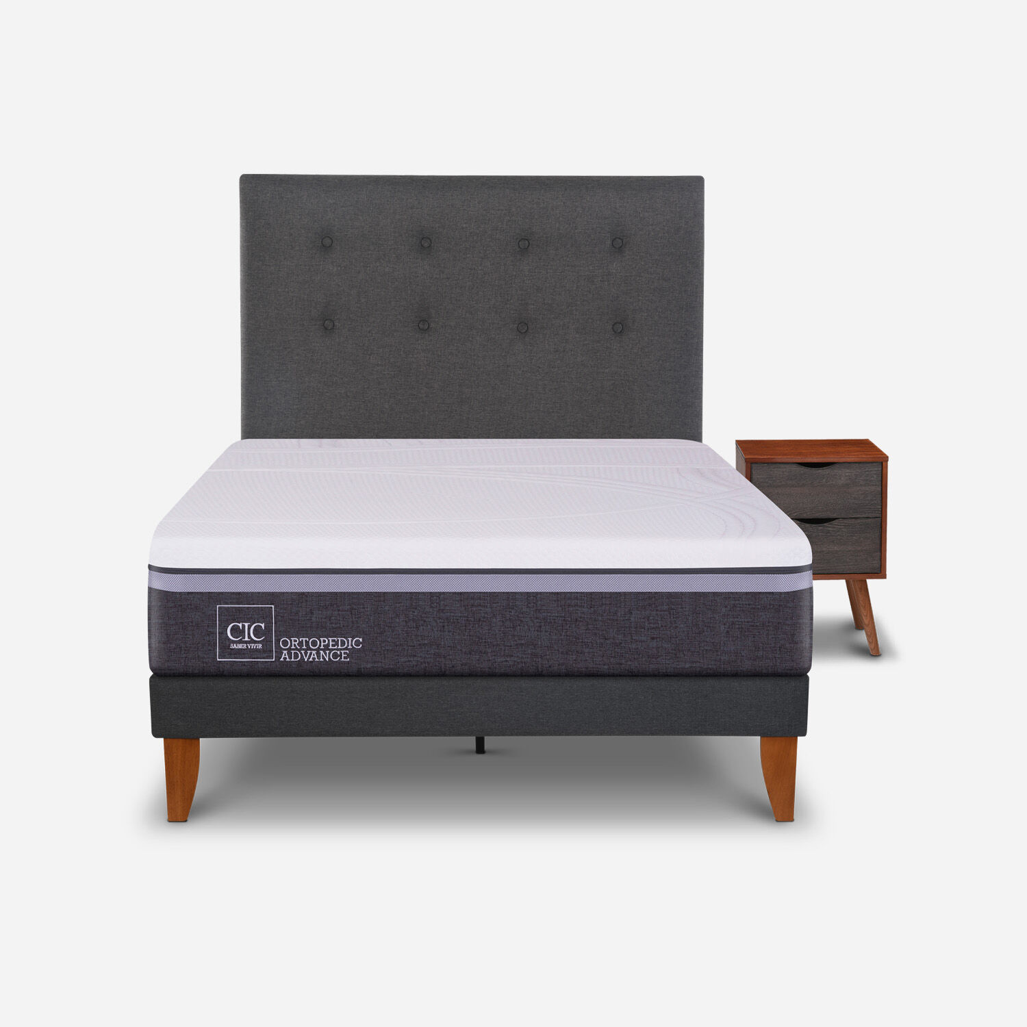 Cama Europea Curve 1,5 Plazas Ortopedic Advance + Set &Eacute;ufrates