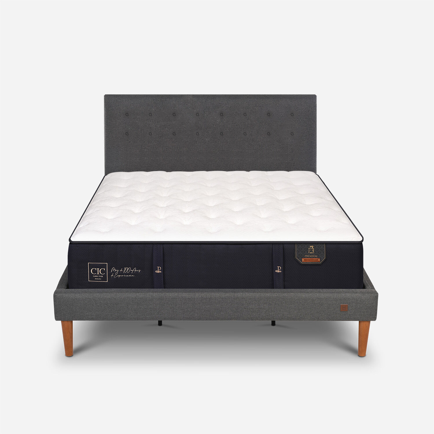 Cama Europea Curve King Premium + Respaldo &Eacute;ufrates