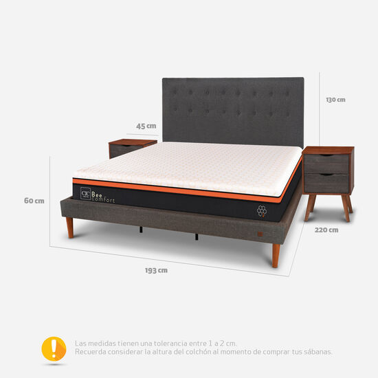Cama Europea Curve King Bee Comfort + Set Éufrates