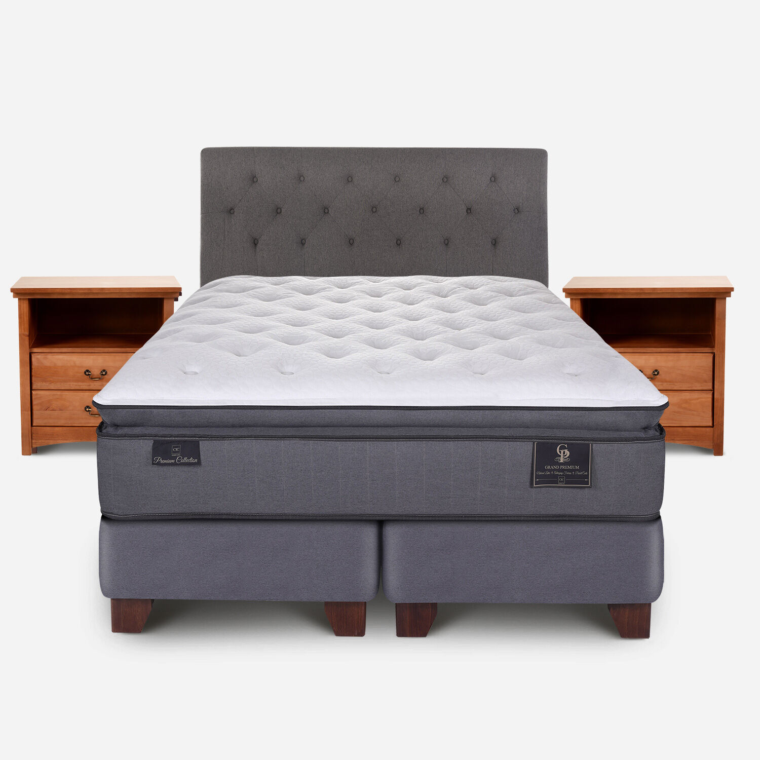 Box Spring 2 Plazas Grand Premium Base Dividida + Set Kavery