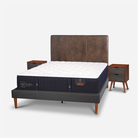 Cama Europea Curve 2 Plazas Premium + Set Baker