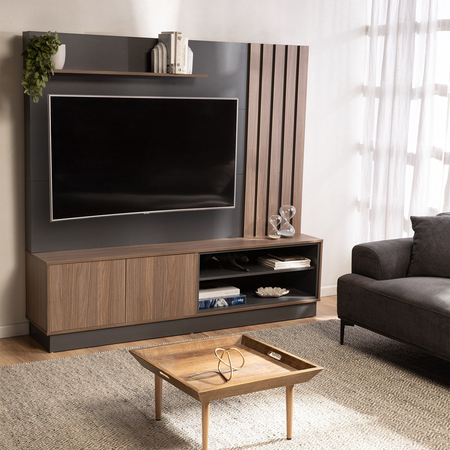 Home TV Kahlo Gris Nogal Africano