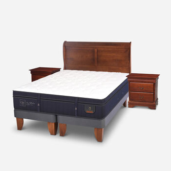 Cama Europea 2 Plazas Super Premium Base Dividida + Set Miró Caramel