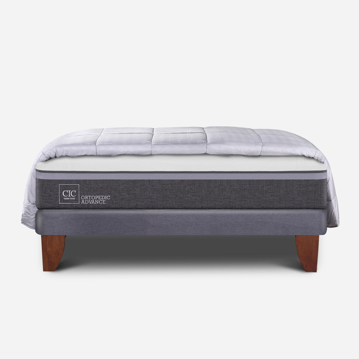 Cama Europea 2 Plazas Ortopedic Advance Base Normal + Plum&oacute;n
