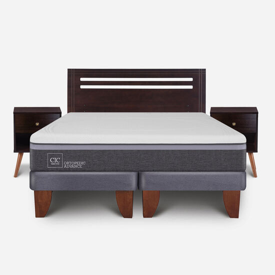 Cama Europea 2 Plazas Ortopedic Advance Base Dividida + Set Múnich
