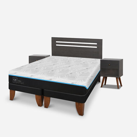 Cama Europea 2 Plazas Green Infinity Set M&uacute;nich Gris