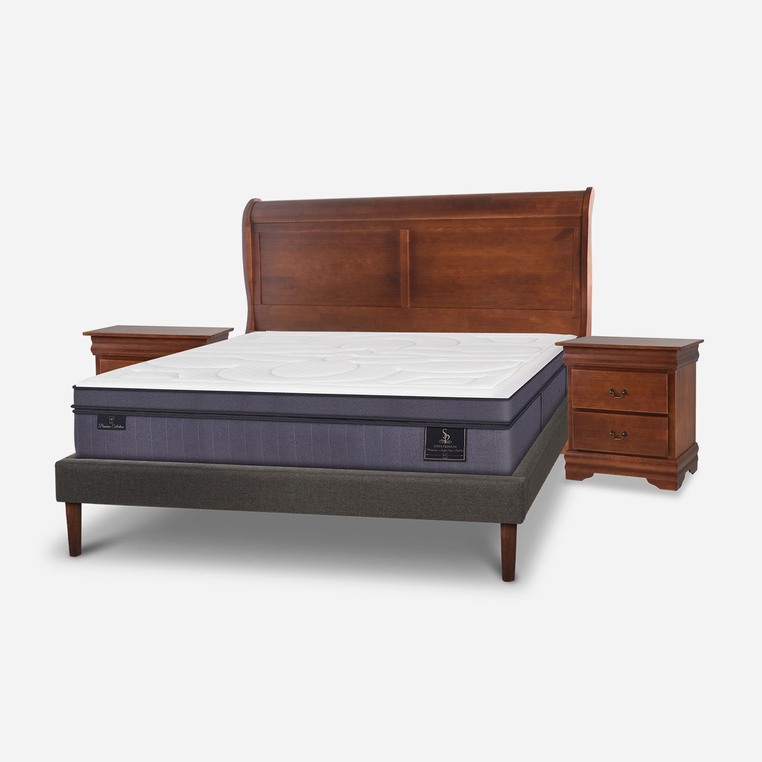 Cama Europea Curve 2 Plazas Super Premium + Set Mir&oacute; Caramel