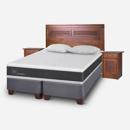 Box Spring 2 Plazas Ortopedic Base Dividida + Set Mil&aacute;n Caramel Almohadas