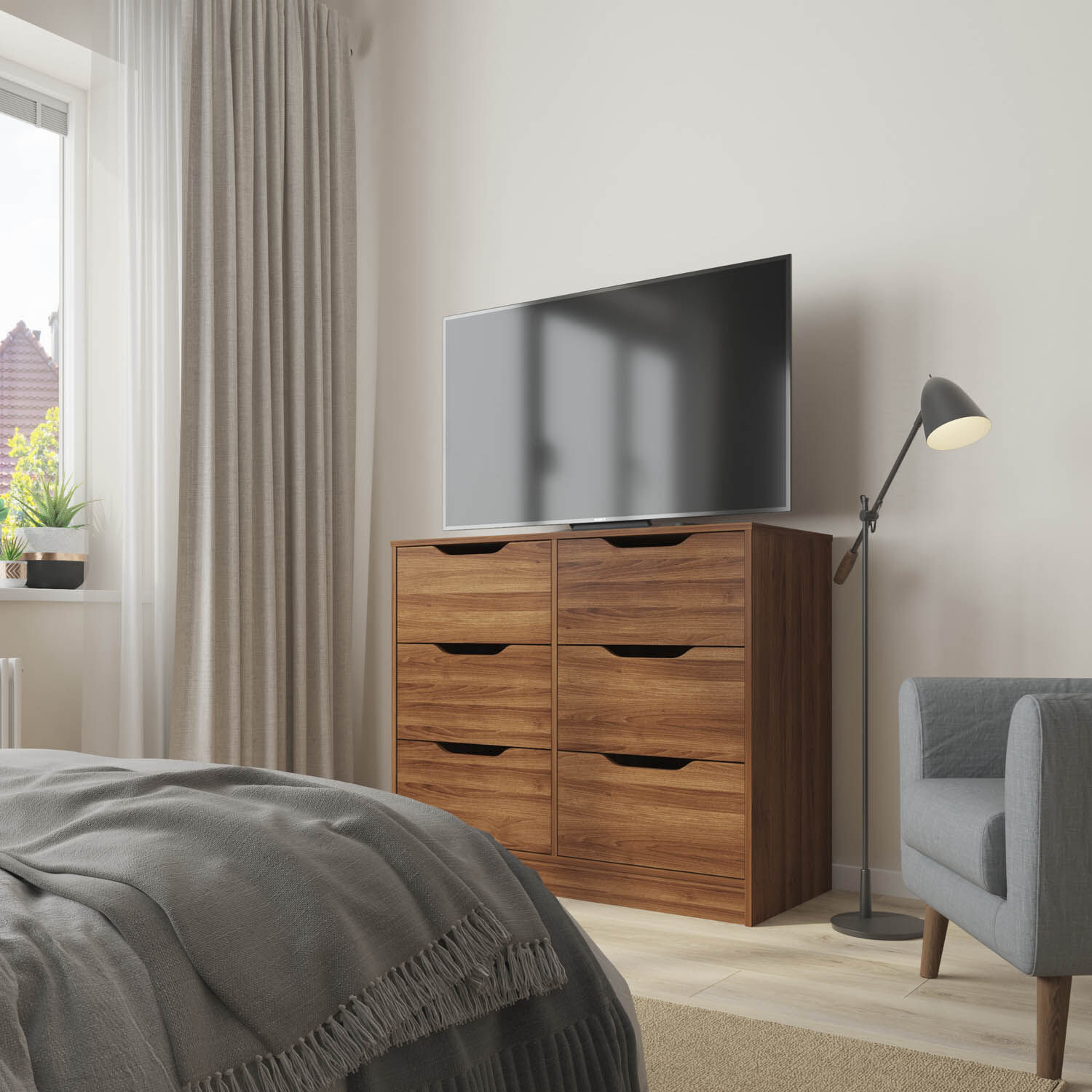 C&oacute;moda 6 Cajones Nogal Amaz&oacute;nico