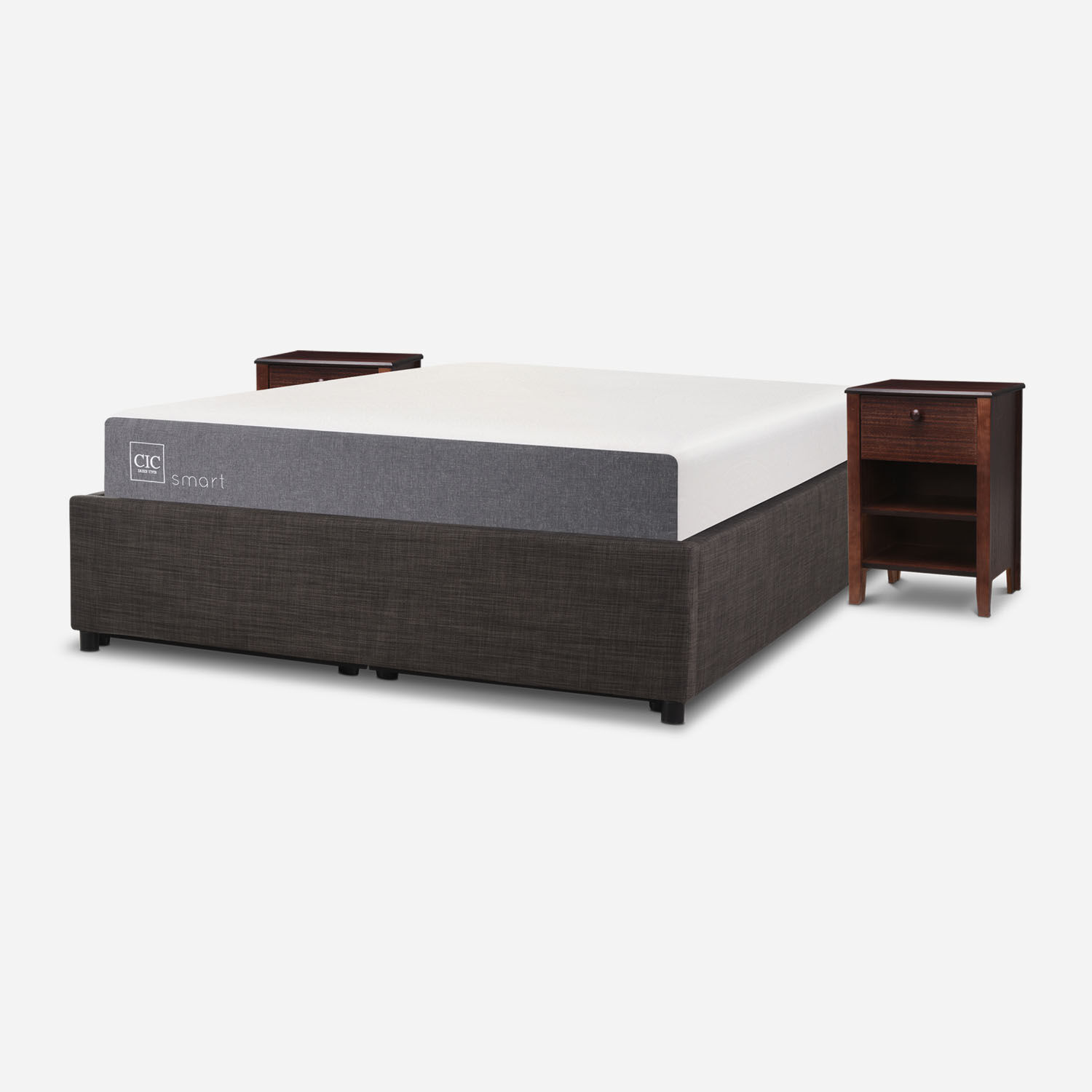 Cama Space Box 2 Plazas Smart + Velador Torino Chocolate